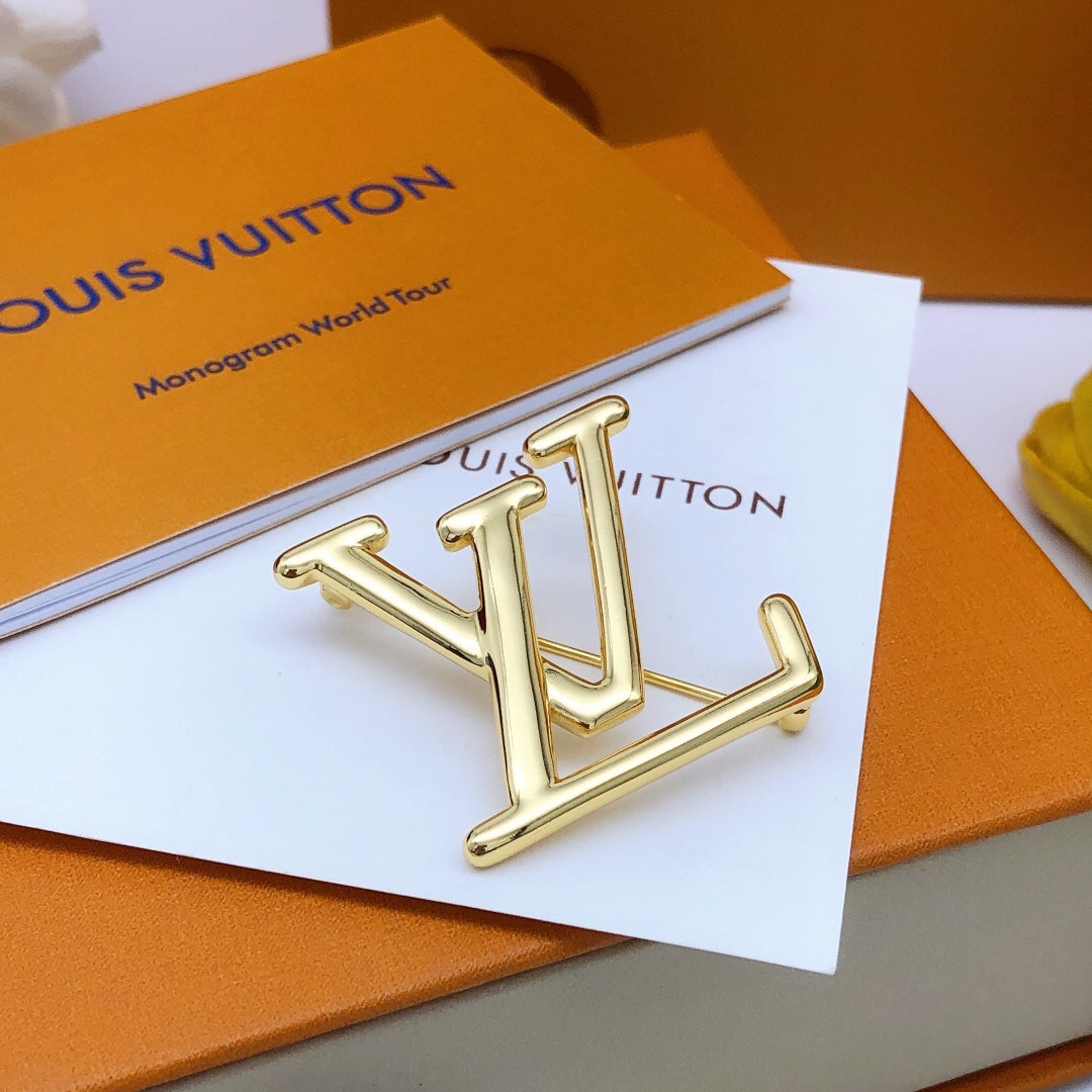 Louis Vuitton Gold-Tone LV Brooch - album image 7