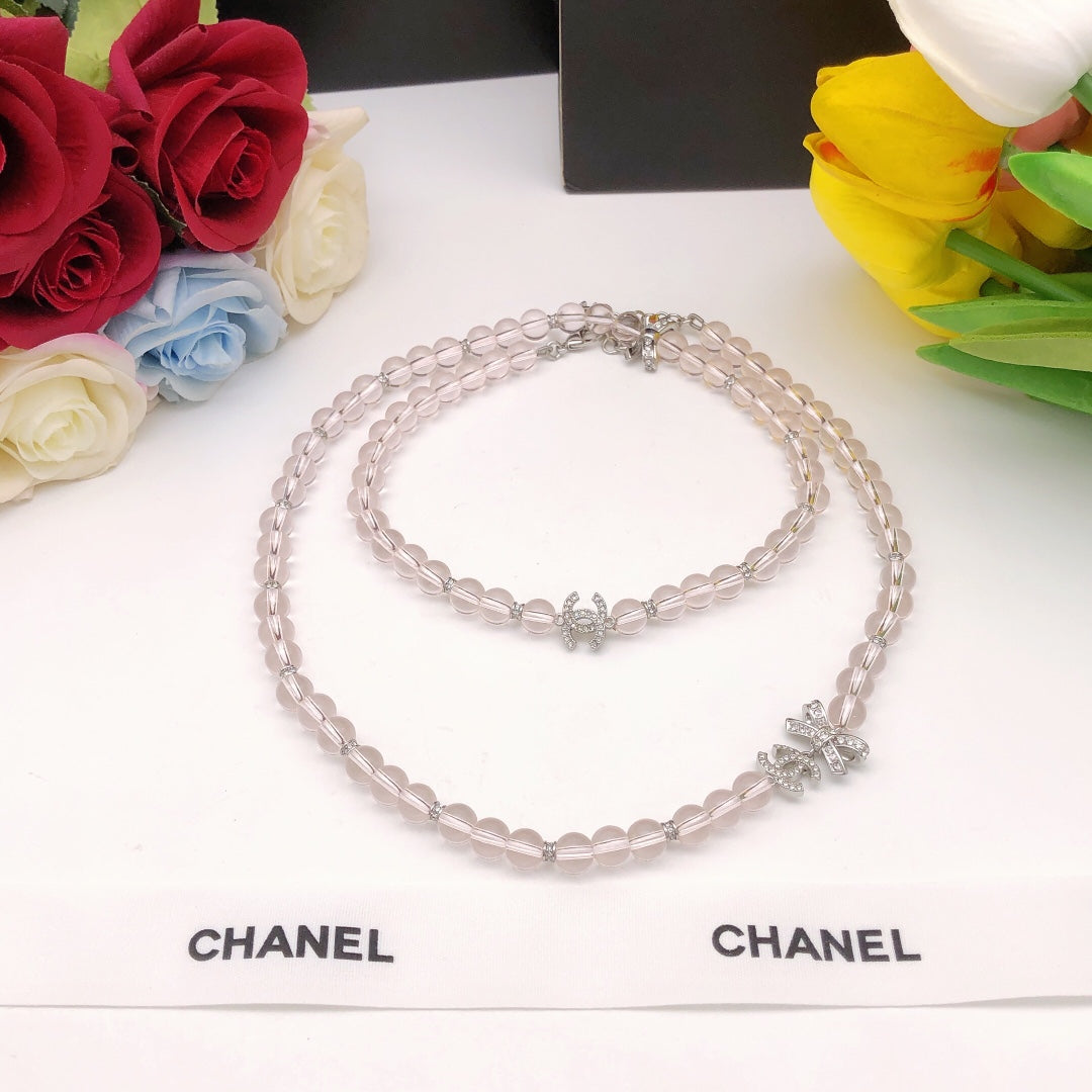 Chanel Bow Butterfly Pink Pearl Necklace - album image 8