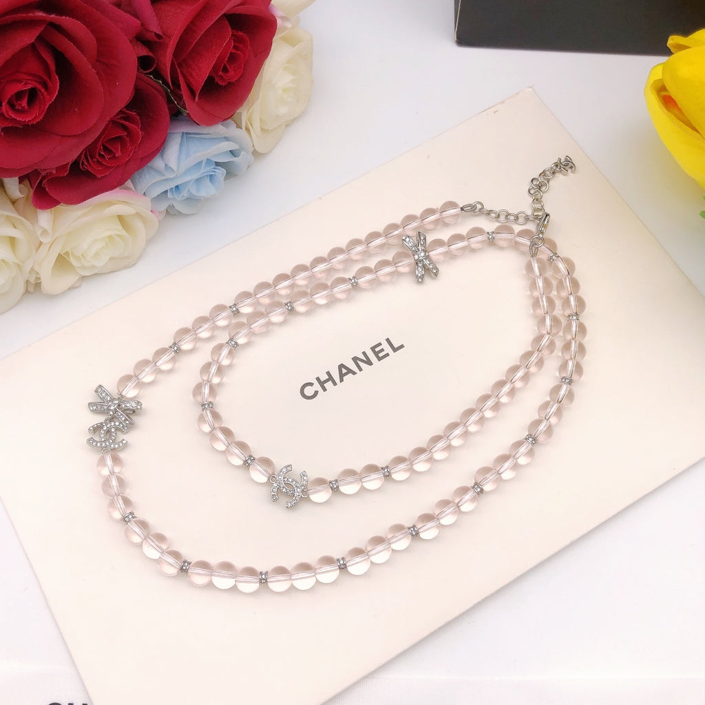 Chanel Bow Butterfly Pink Pearl Necklace - album image 5