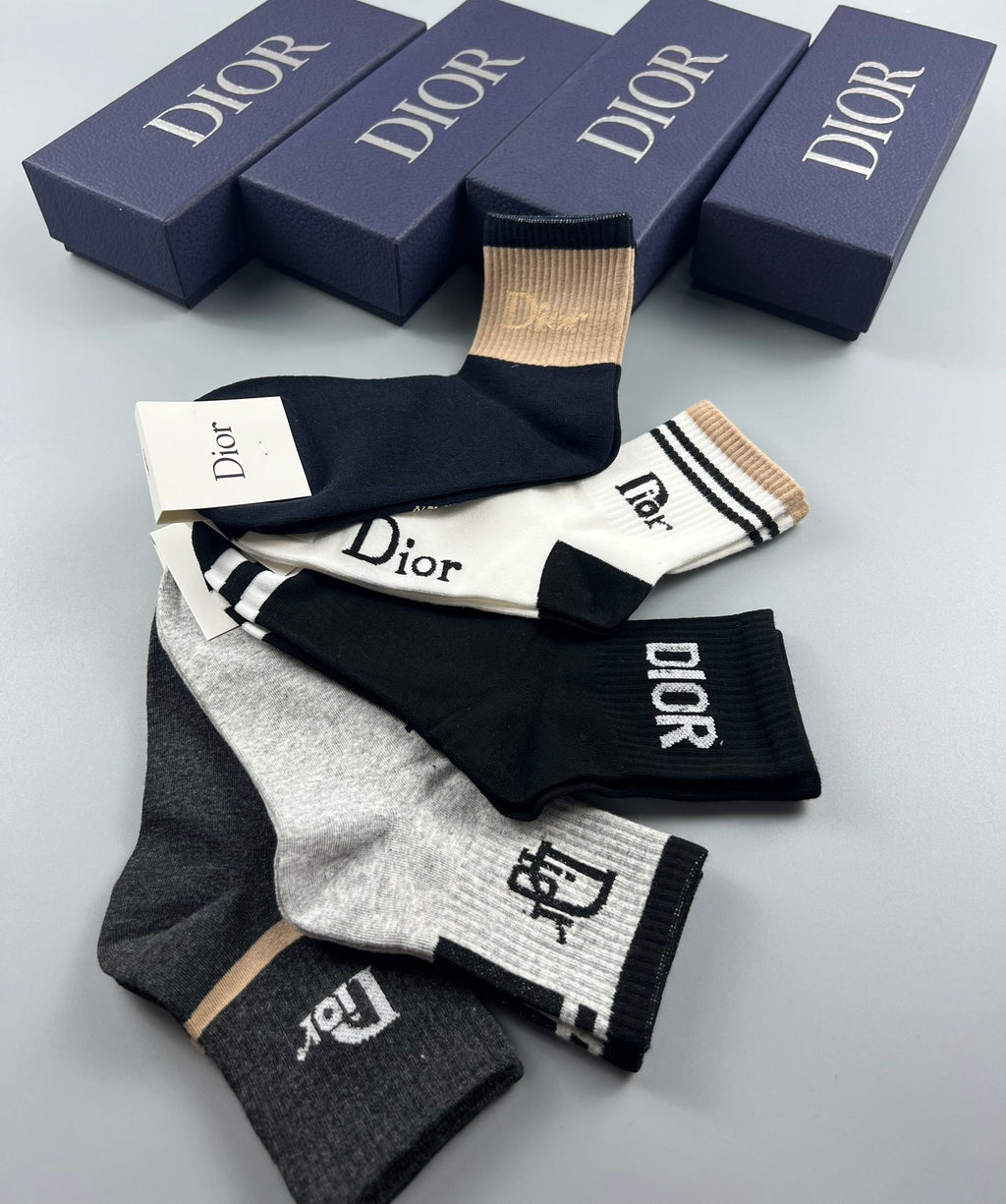 Dior mixed lettered cuffs crew socks - view 8