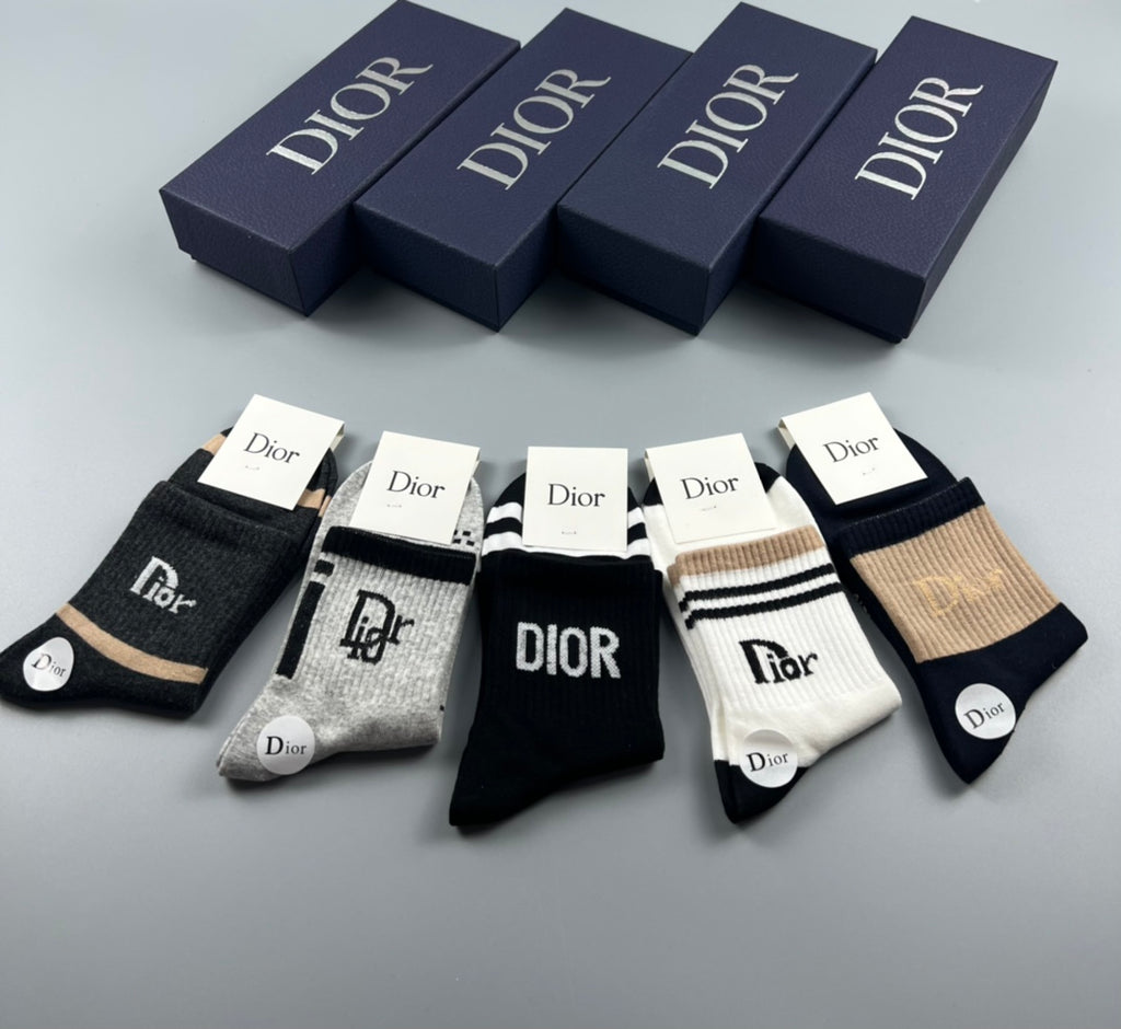 Dior mixed lettered cuffs crew socks - view 5