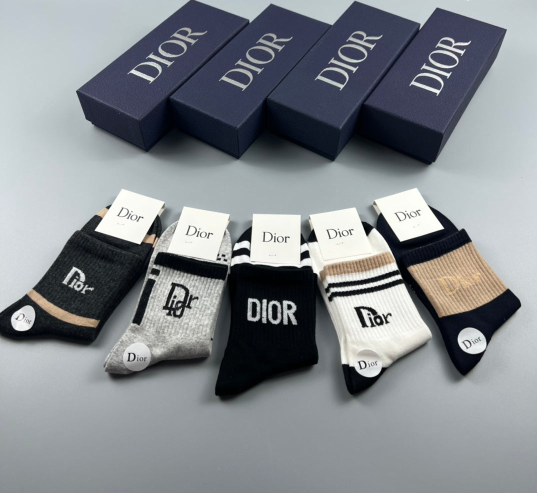 Dior mixed lettered cuffs crew socks - view 5