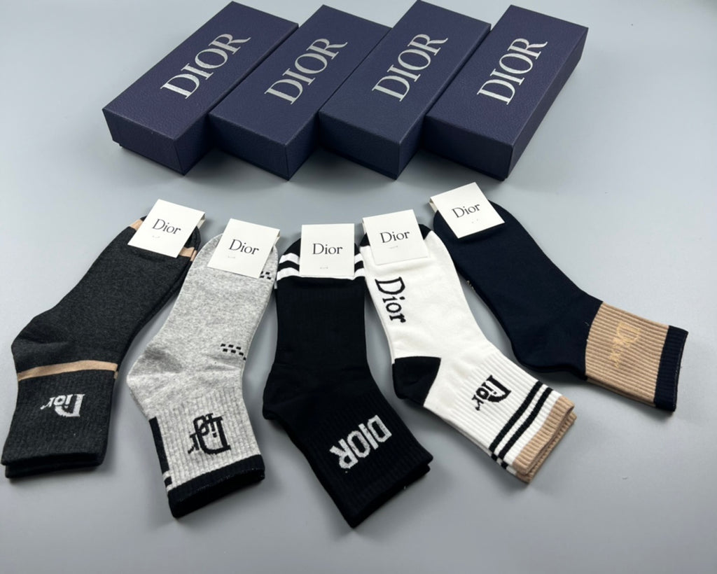 Dior mixed lettered cuffs crew socks - view 6