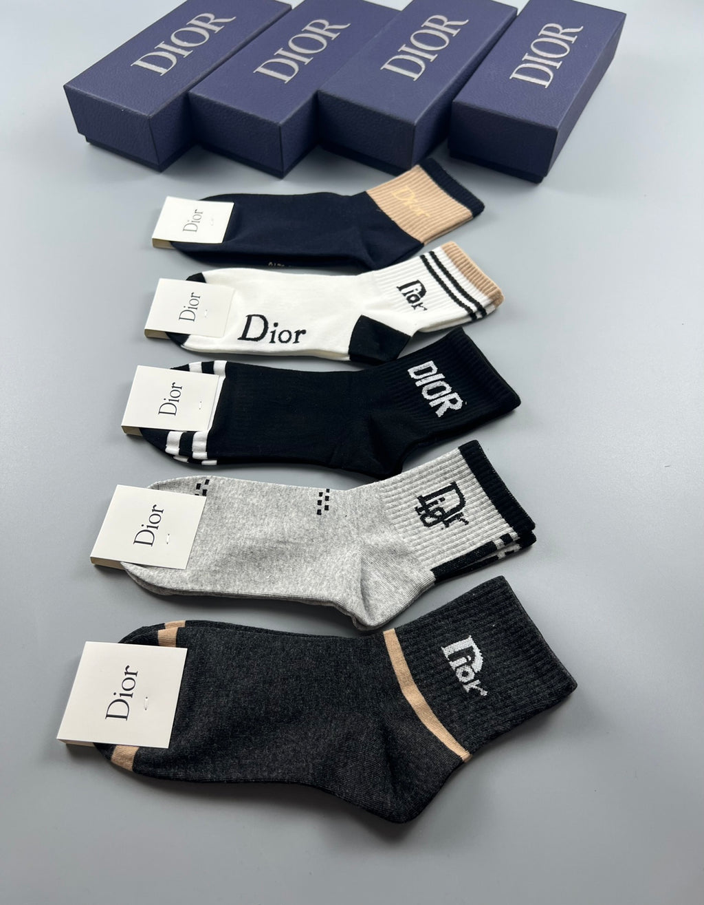 Dior mixed lettered cuffs crew socks - view 9