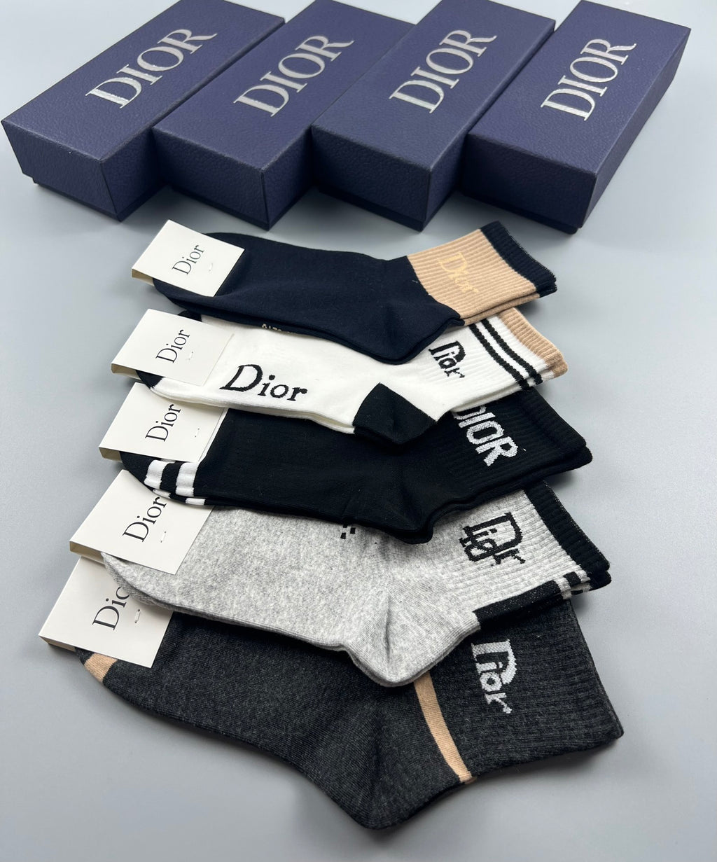 Dior mixed lettered cuffs crew socks - view 7