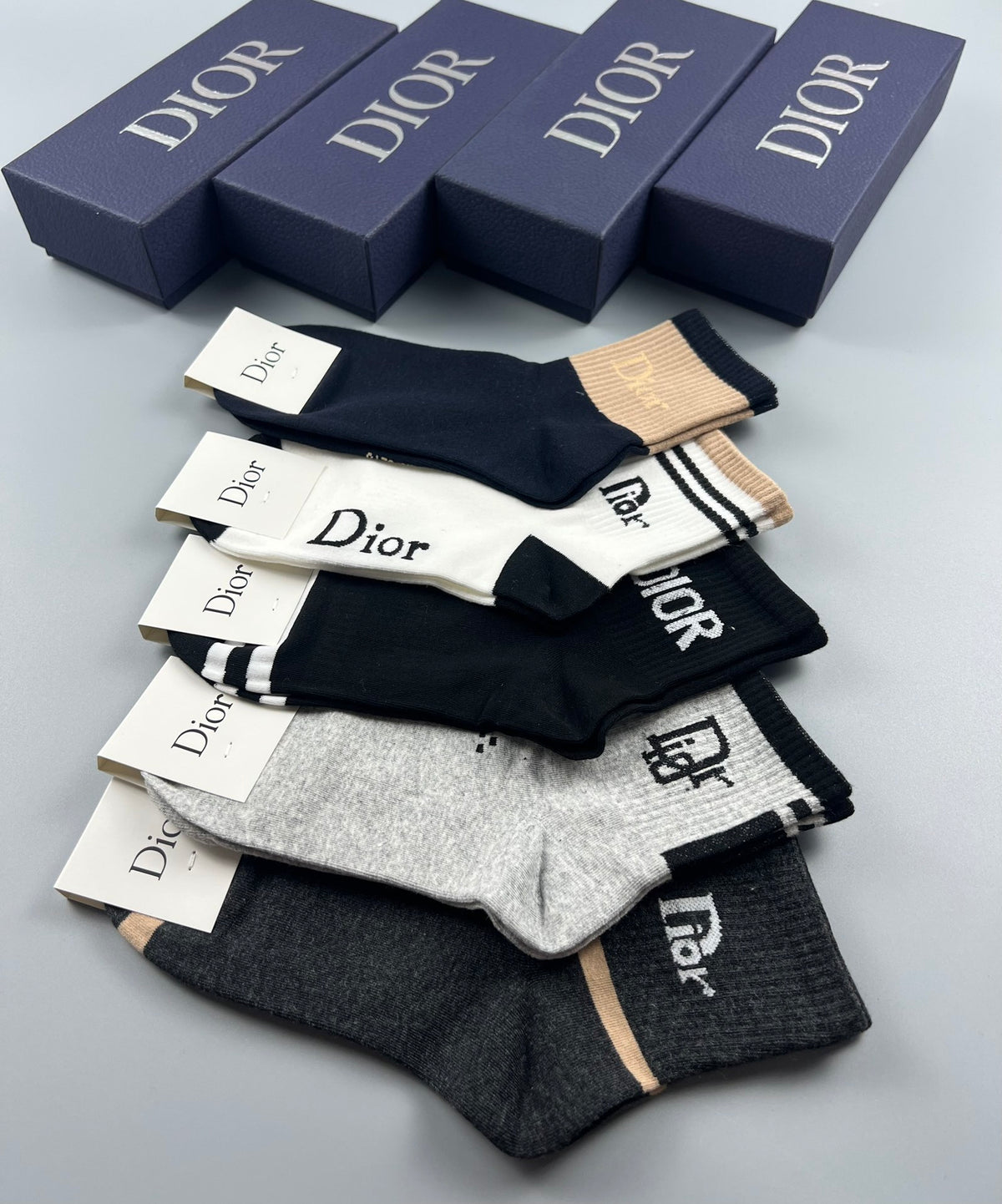Dior mixed lettered cuffs crew socks - view 7