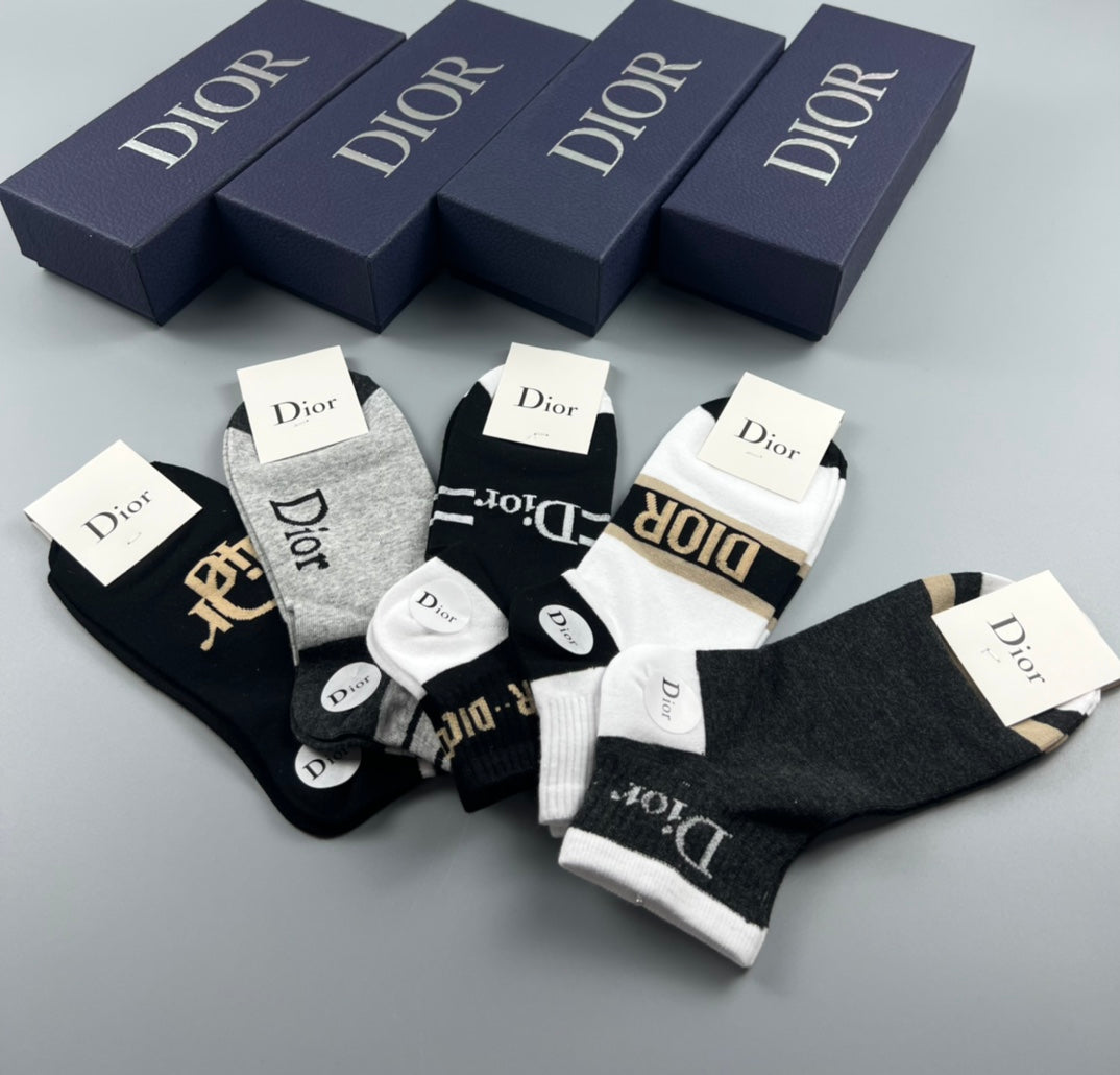 Dior contrast stripe lettering ankle socks - view 8