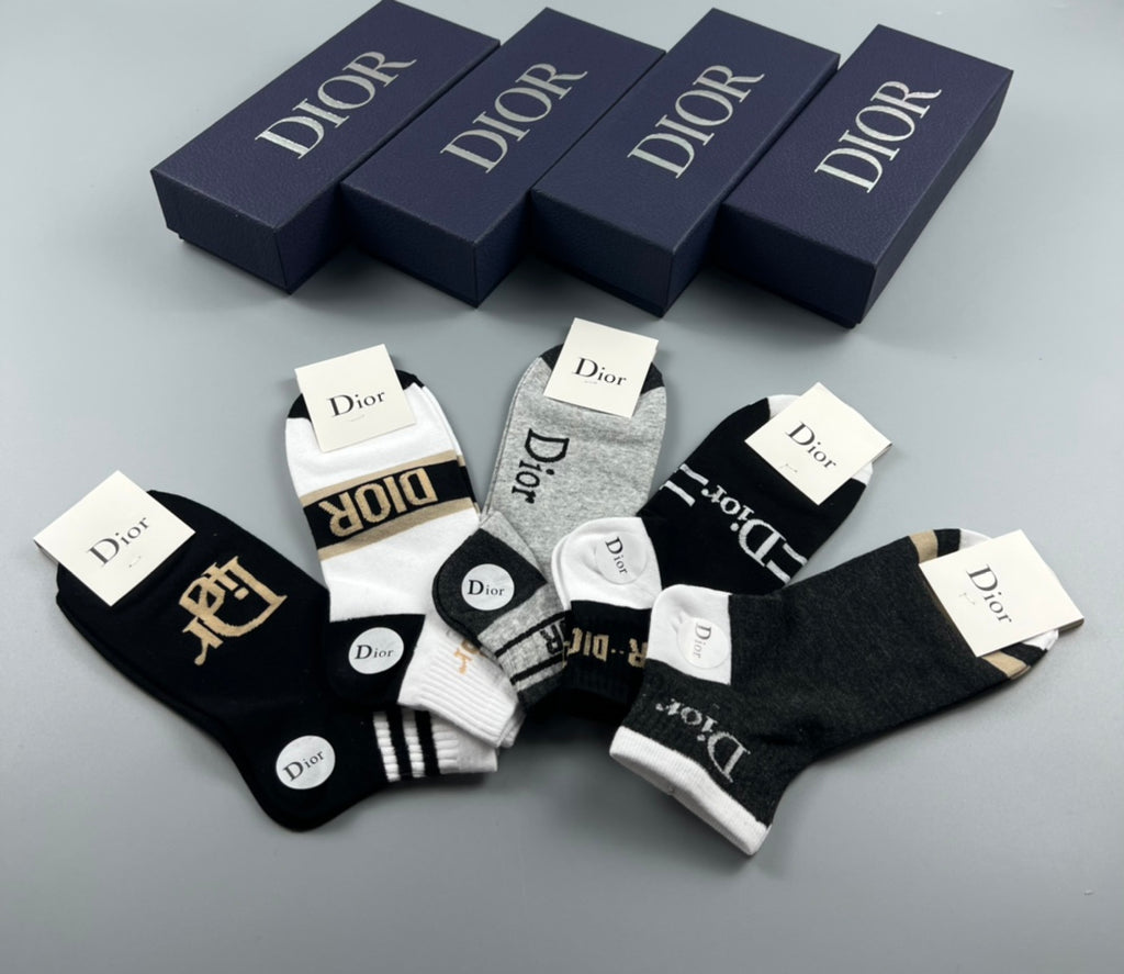 Dior contrast stripe lettering ankle socks - view 5