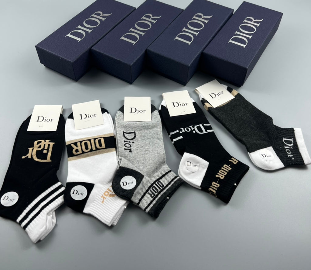 Dior contrast stripe lettering ankle socks - view 4