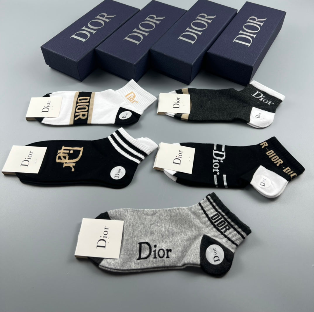 Dior contrast stripe lettering ankle socks - view 6