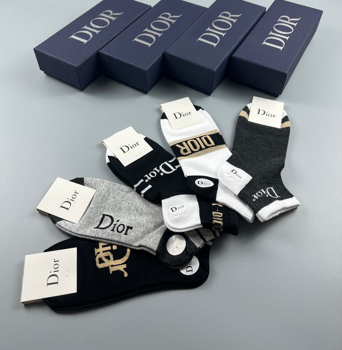 Dior contrast stripe lettering ankle socks - view 7