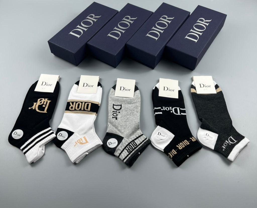 Dior contrast stripe lettering ankle socks - view 1