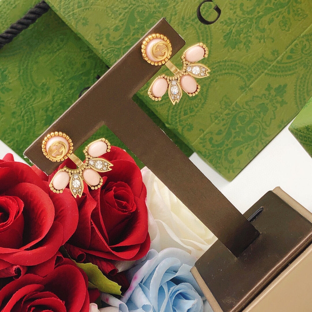 Gucci Interlocking G Pink Flower Earrings - album image 4