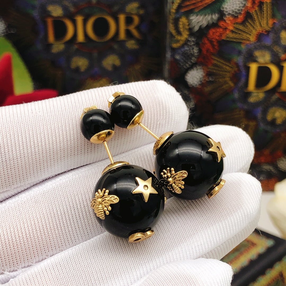 Dior Black Orb Star Earrings - product image 3