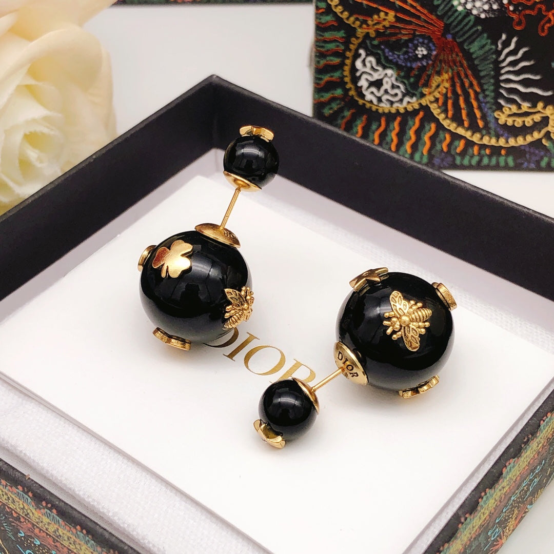 Dior Black Orb Star Earrings - product image 1