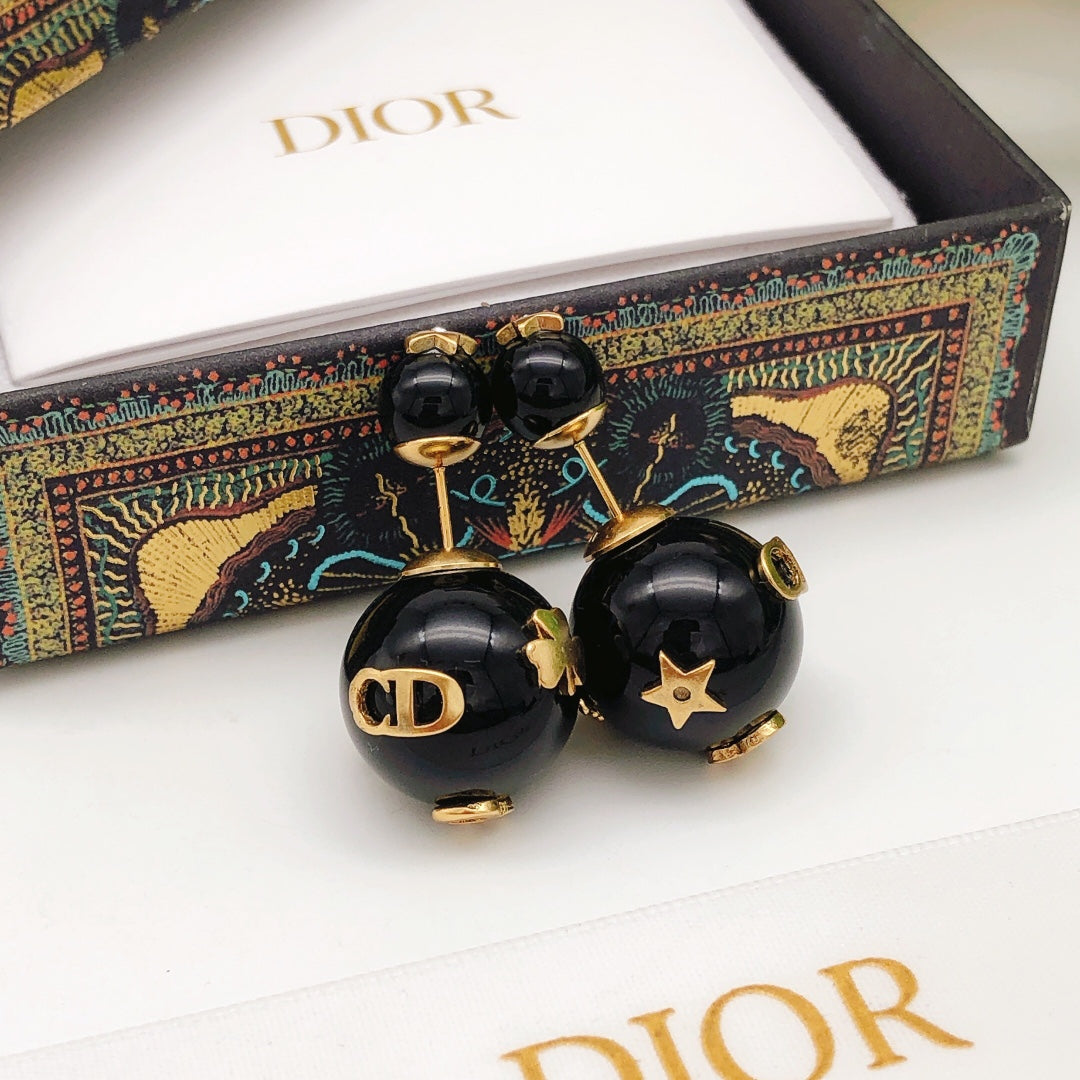 Dior Black Orb Star Earrings - product image 4