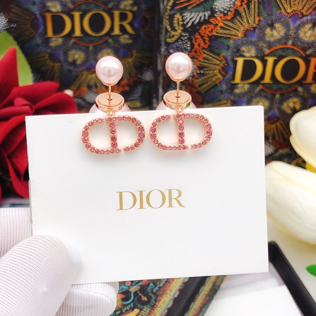 Dior Pink Pearl-Look Crystal CD Earrings - product image 6