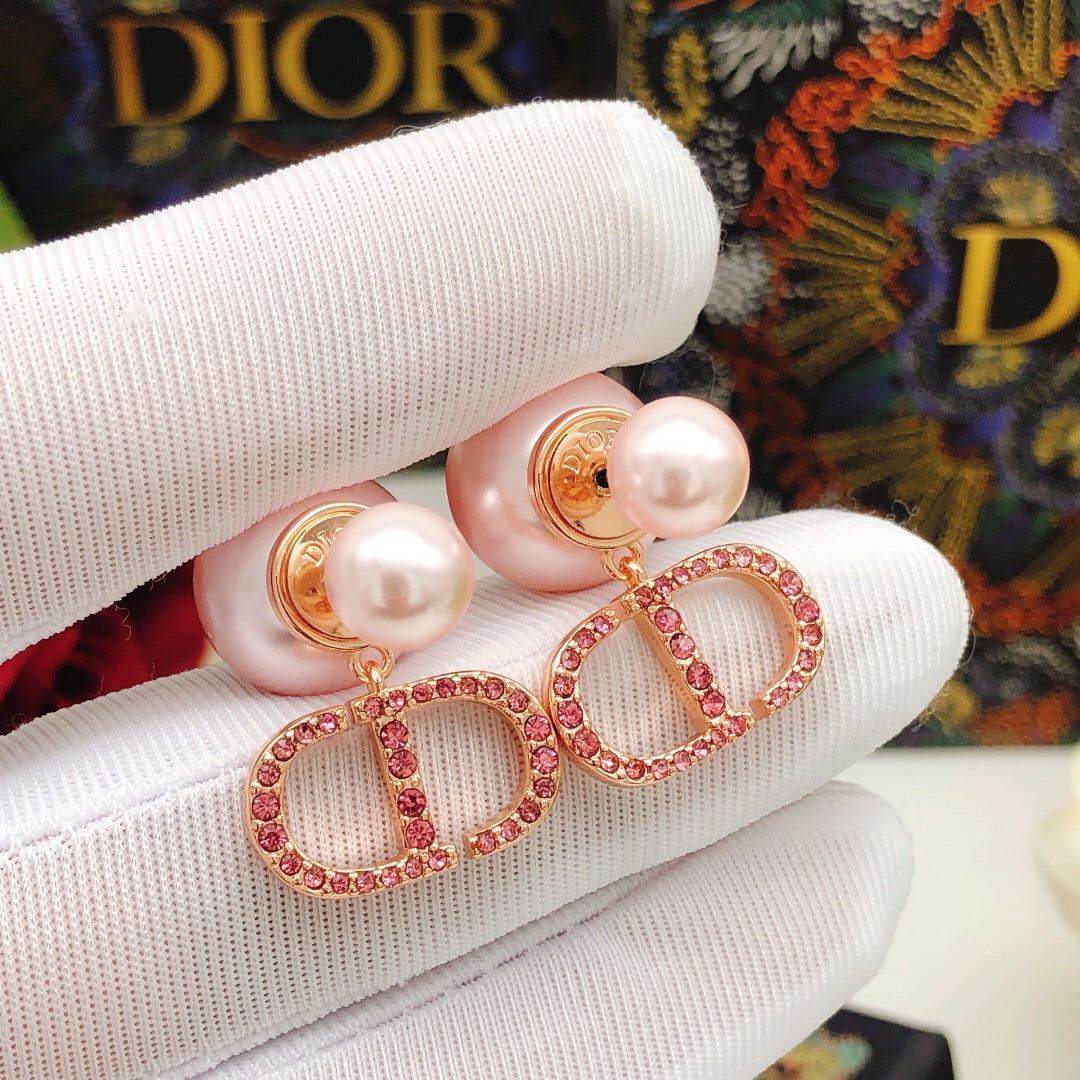 Dior Pink Pearl-Look Crystal CD Earrings - product image 3