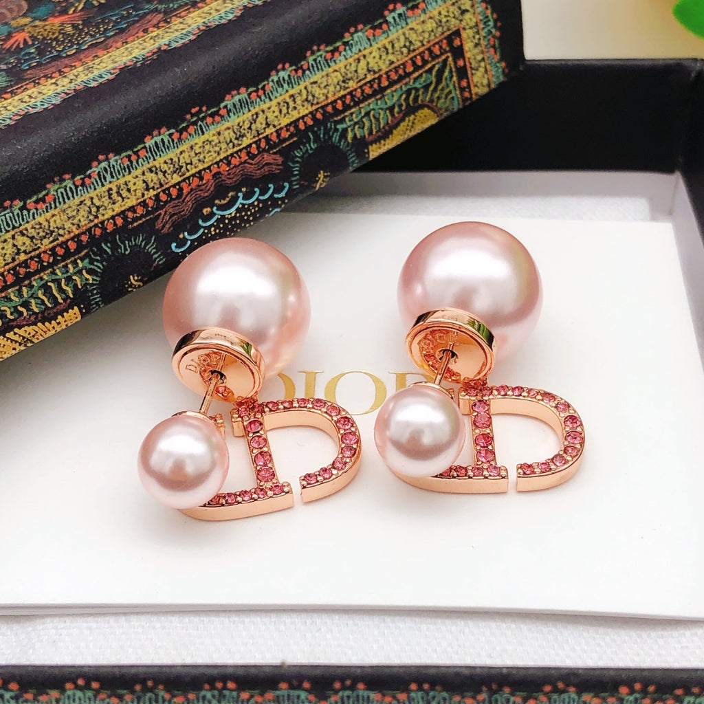 Dior Pink Pearl-Look Crystal CD Earrings - product image 7