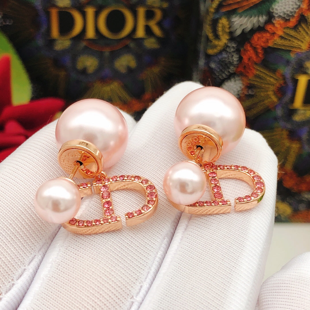 Dior Pink Pearl-Look Crystal CD Earrings - product image 4