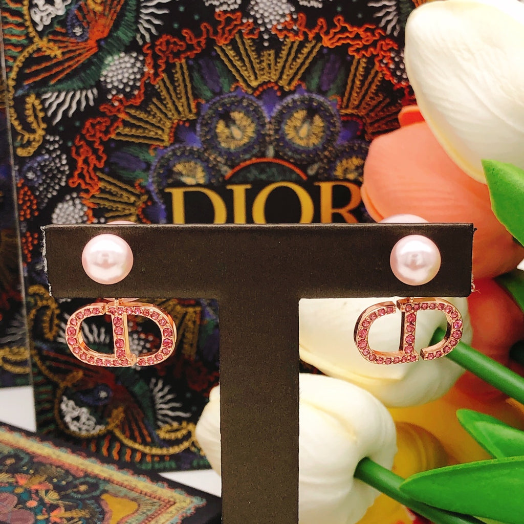 Dior Pink Pearl-Look Crystal CD Earrings - product image 9