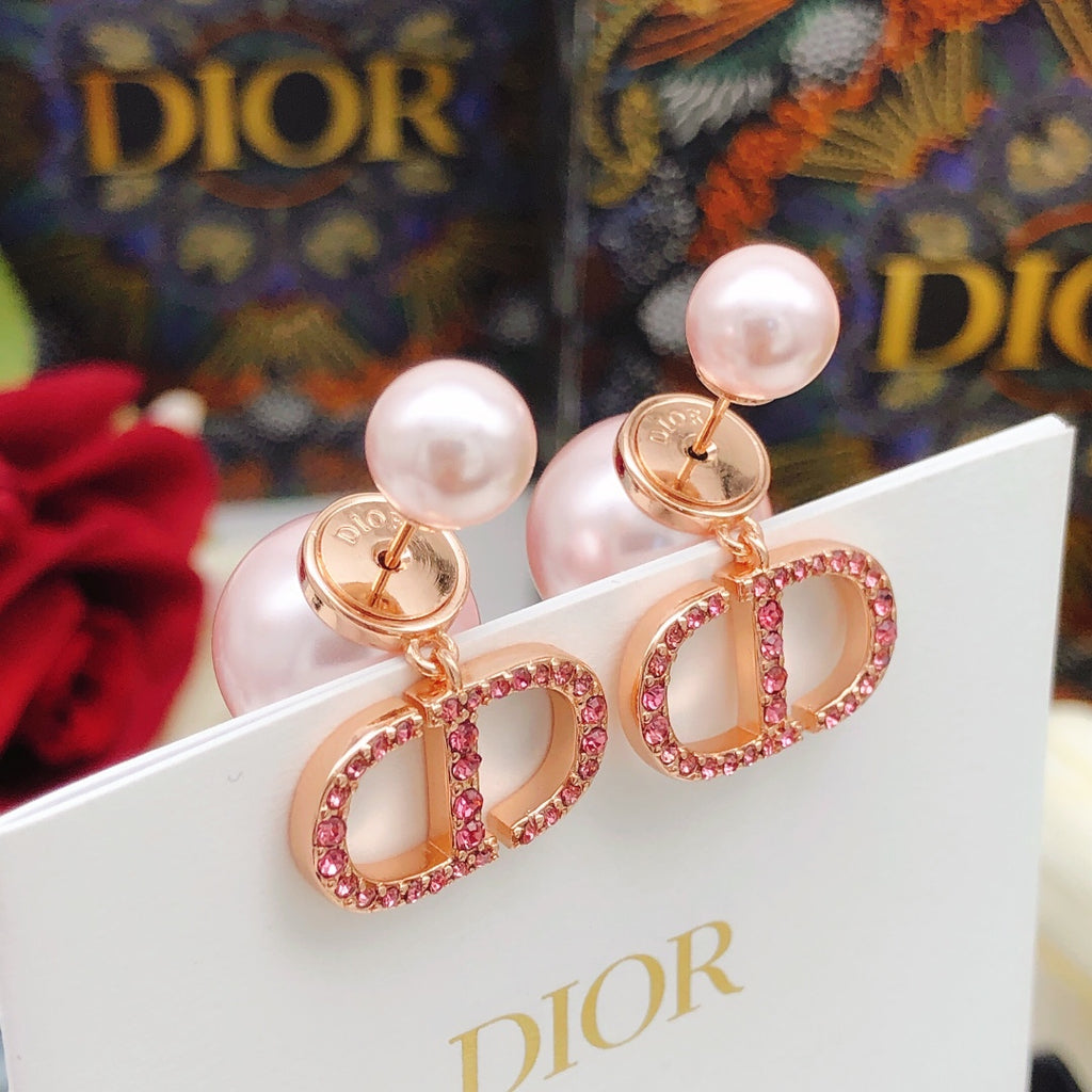 Dior Pink Pearl-Look Crystal CD Earrings - product image 5