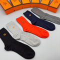 Hermes small circle h orange mix crew socks, image 1