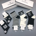 Chanel monochrome stripe graphic crew socks - view 1