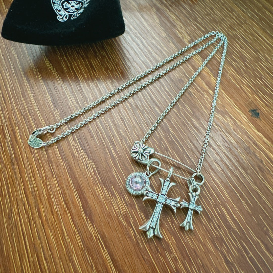 Chrome Hearts Safety Pin Cross Necklace - album image 2