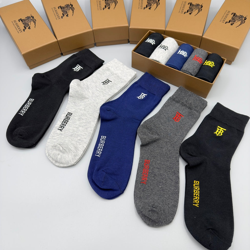 Burberry tb wordmark crew crew socks - view 5