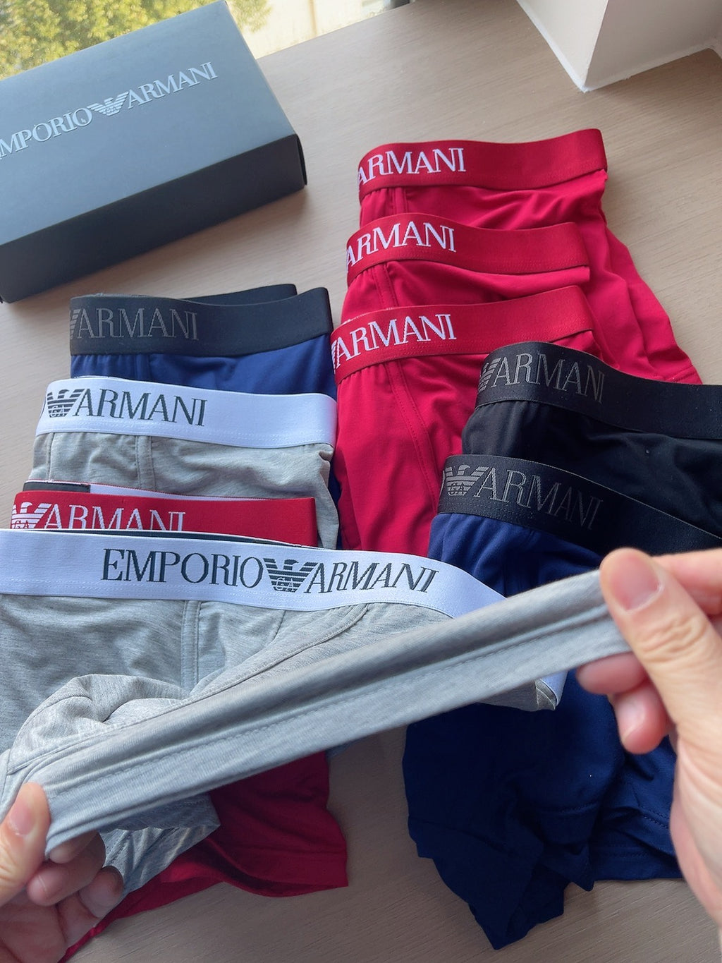 Emporio Armani contrast logo waistband trunks, image 3