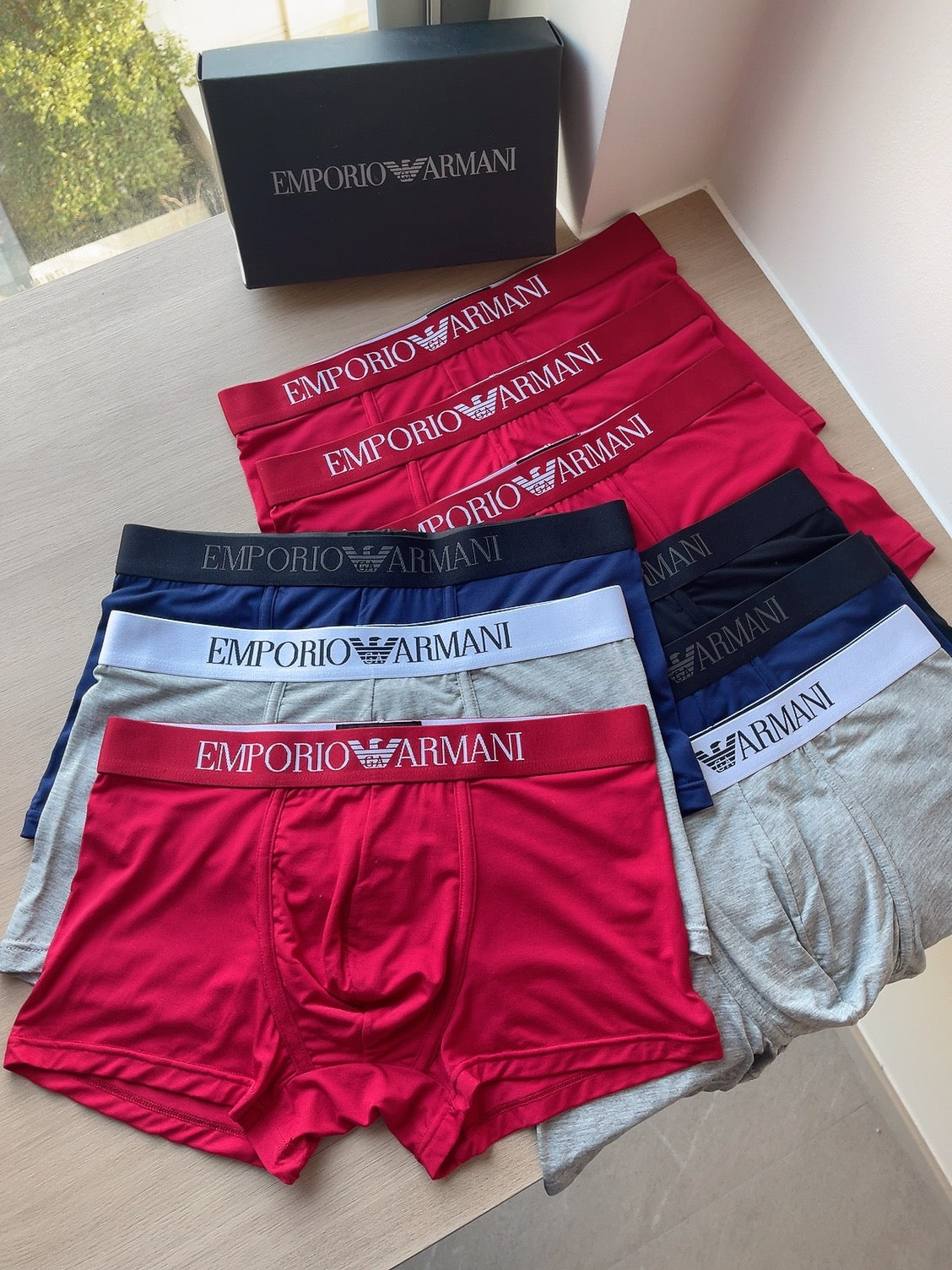 Emporio Armani contrast logo waistband trunks, image 4