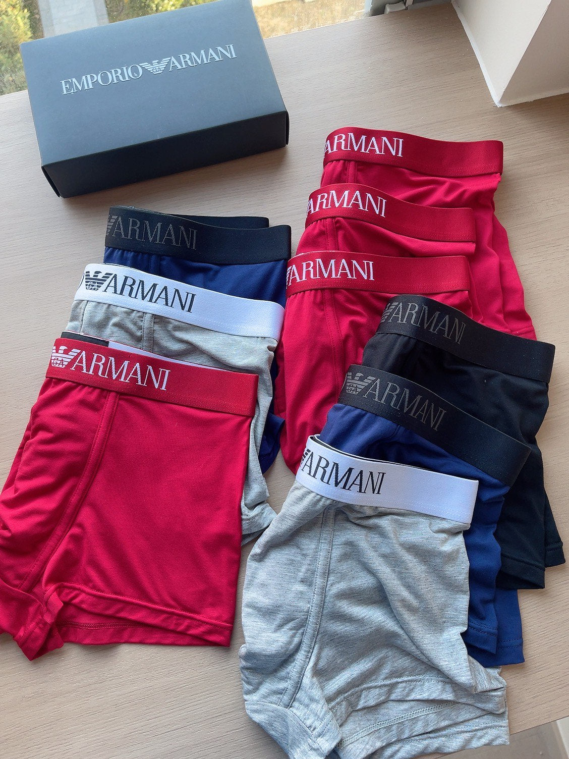 Emporio Armani contrast logo waistband trunks, image 1