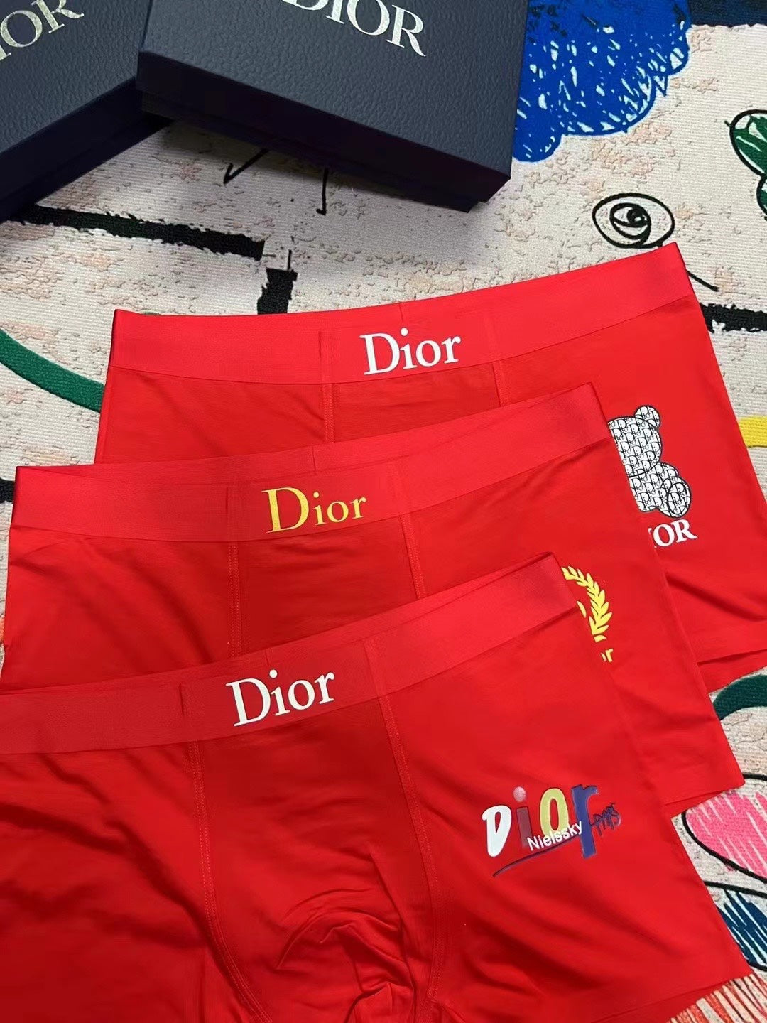 Dior red mixed motifs boxer briefs - view 3