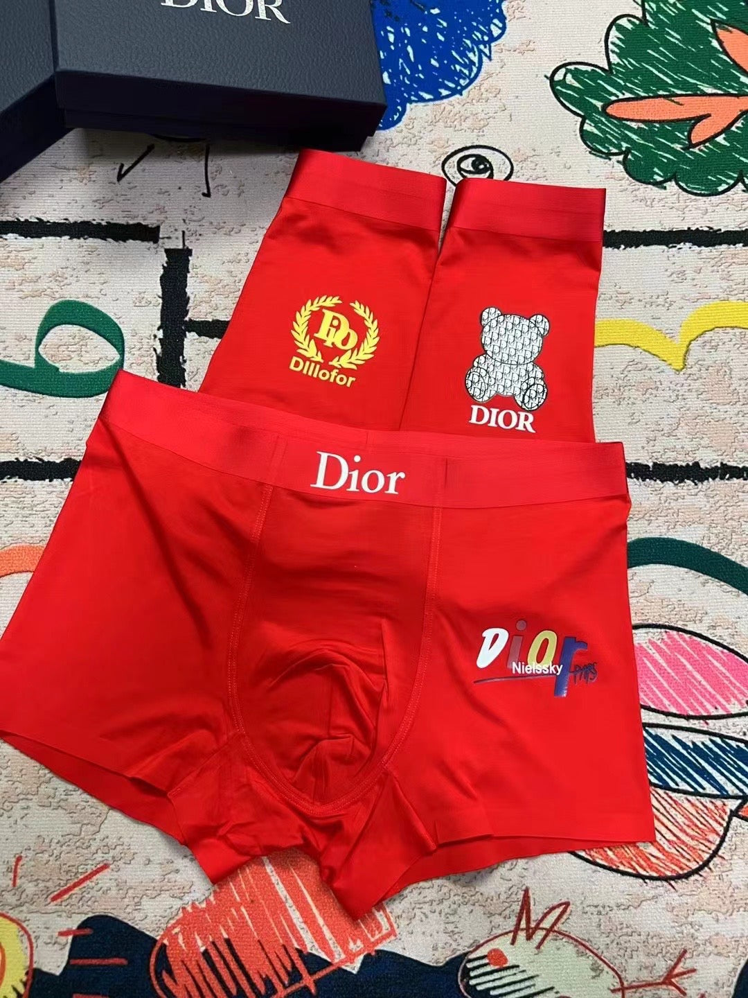 Dior red mixed motifs boxer briefs - view 4