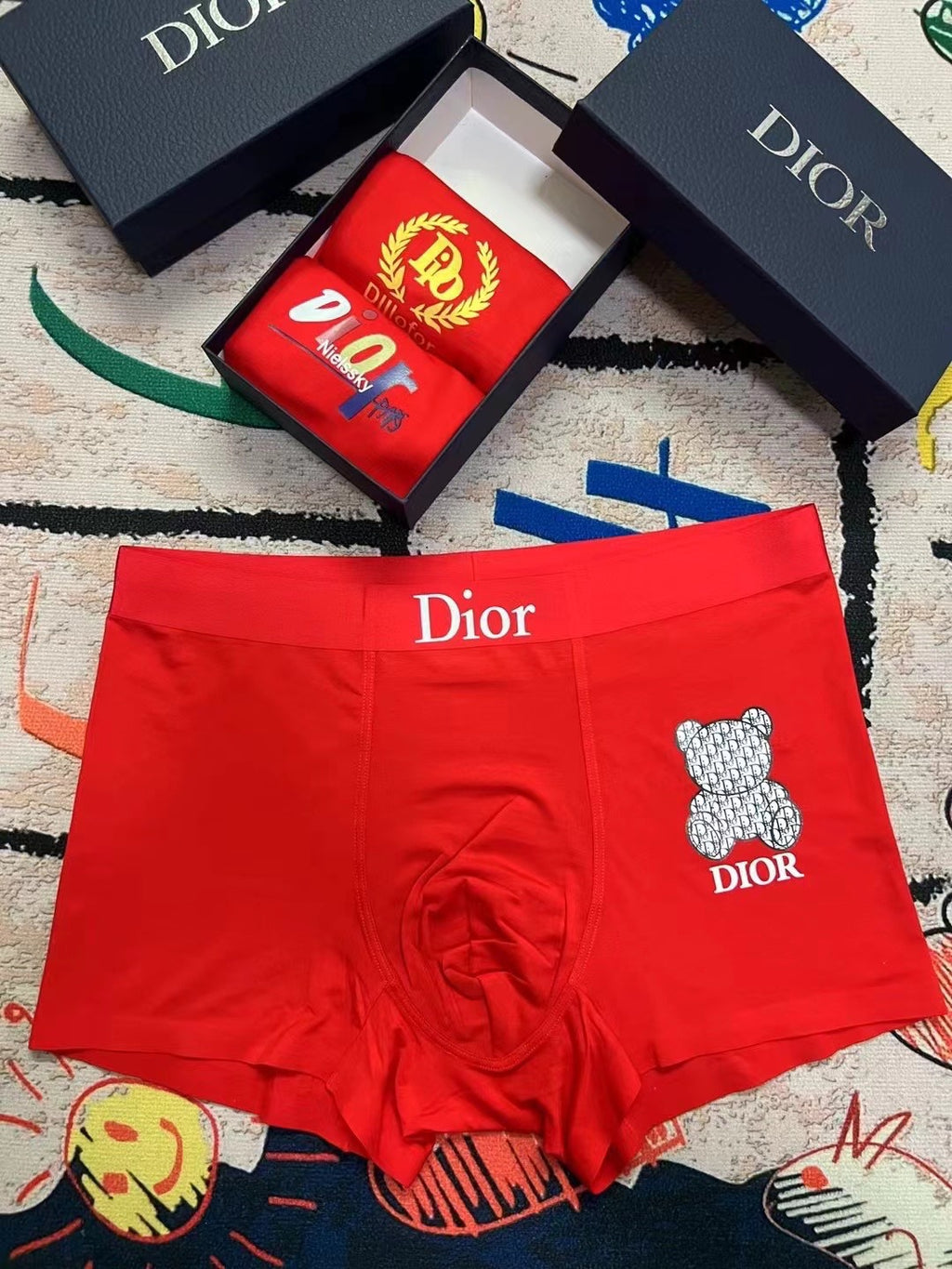 Dior red mixed motifs boxer briefs - view 7