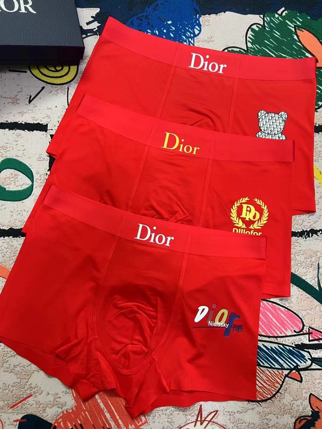 Dior red mixed motifs boxer briefs - view 2