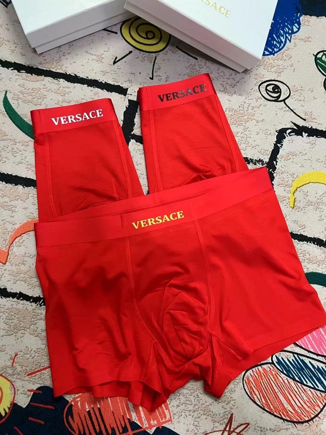 Versace red minimal wordmark boxer briefs - view 3