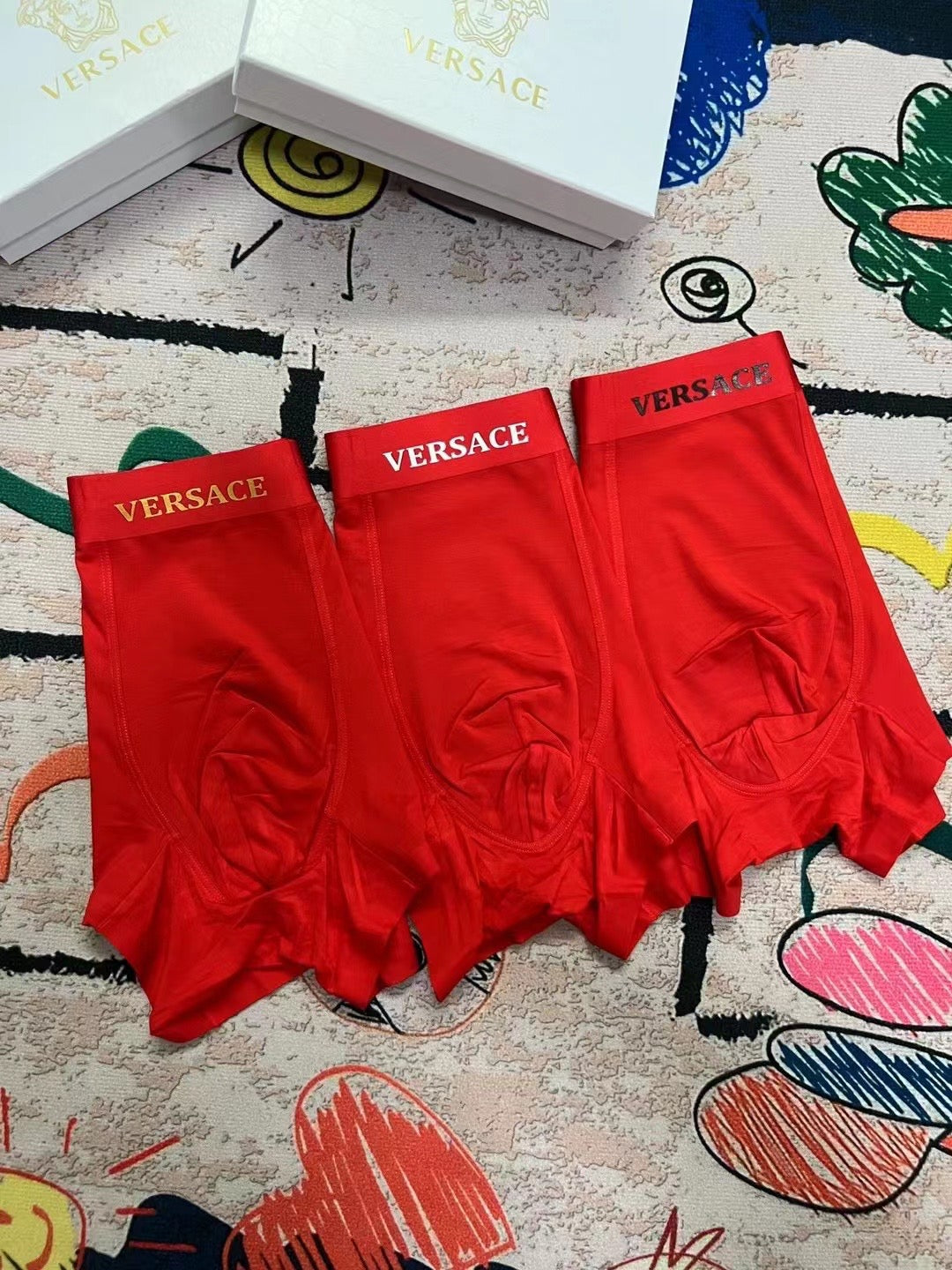 Versace red minimal wordmark boxer briefs - view 4
