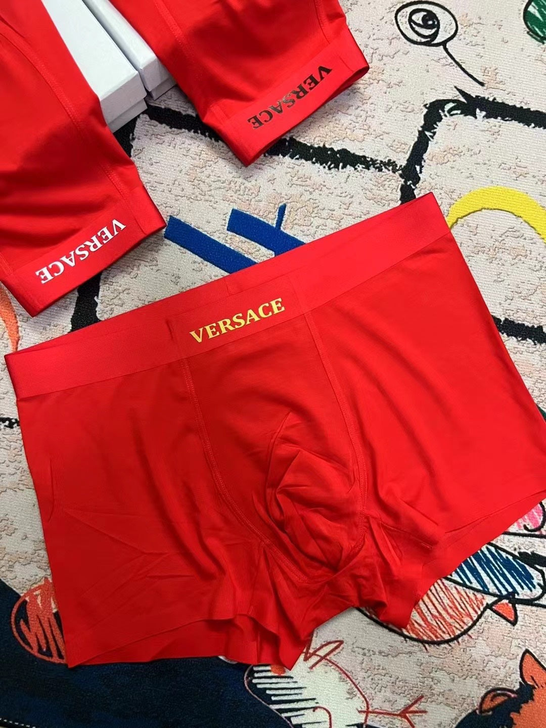 Versace red minimal wordmark boxer briefs - view 6