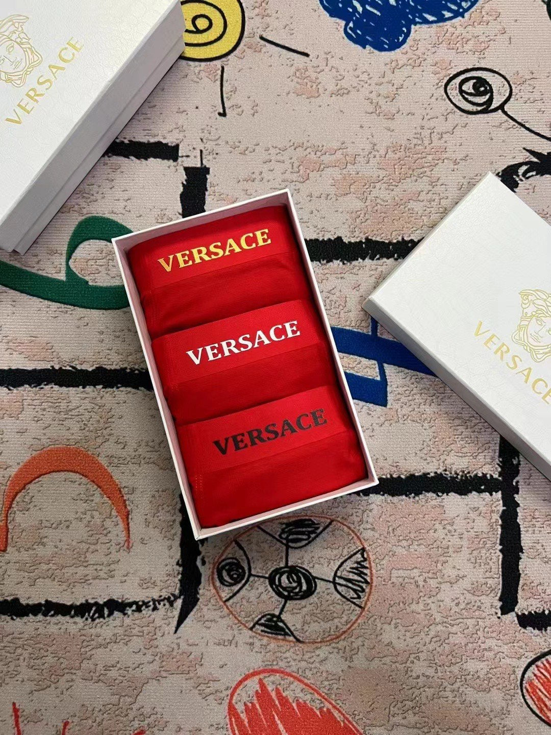 Versace red minimal wordmark boxer briefs - view 9