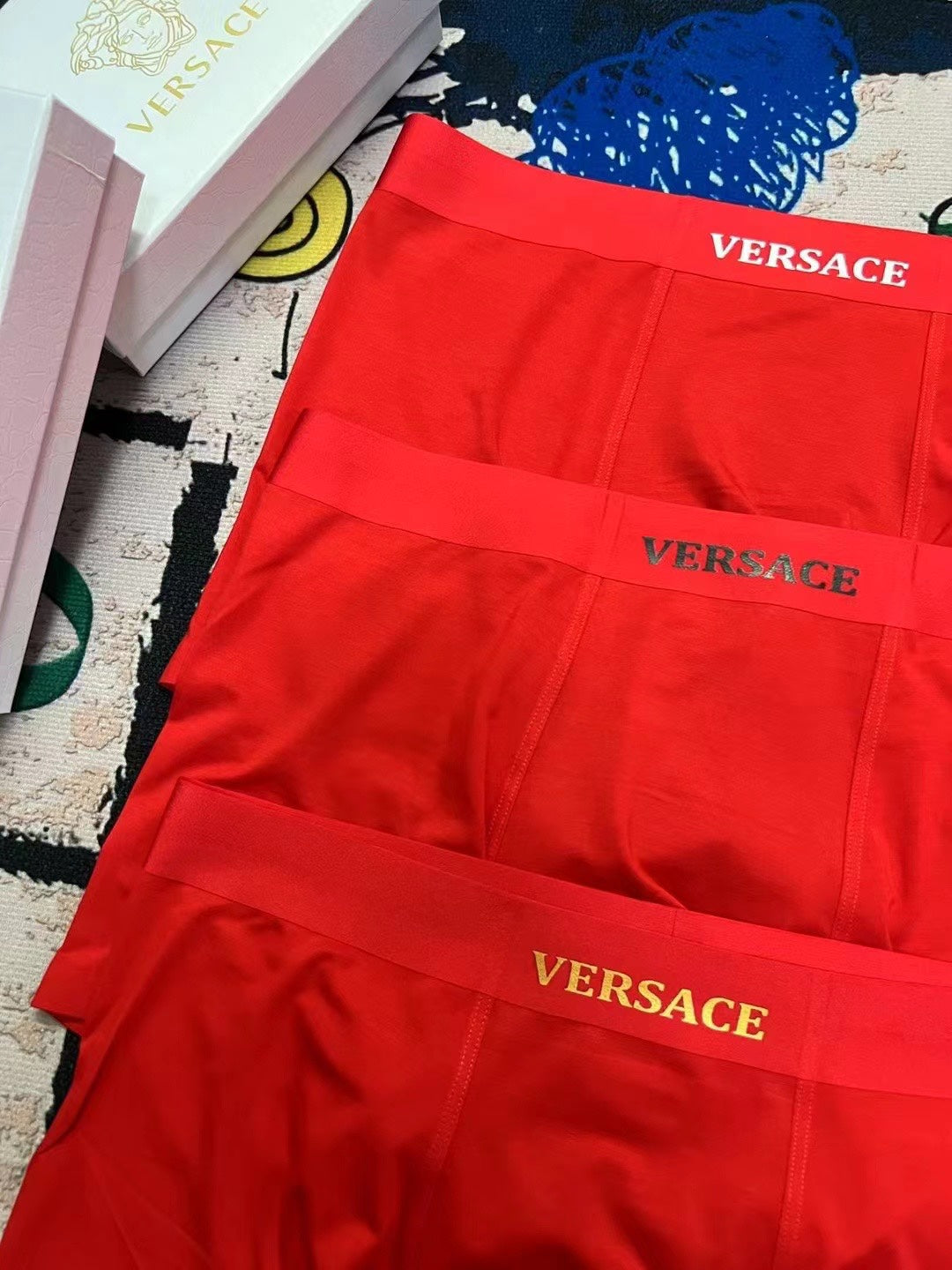 Versace red minimal wordmark boxer briefs - view 2