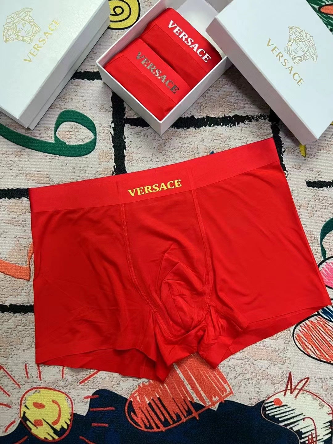 Versace red minimal wordmark boxer briefs - view 8