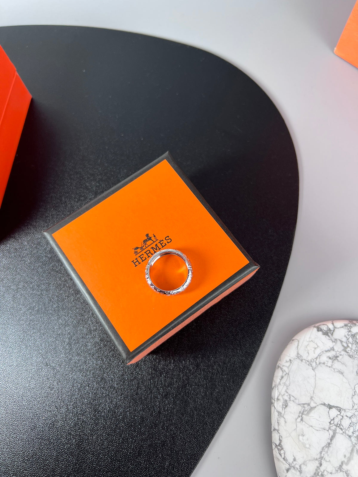 Hermès Silver-Tone Sculptural Band Ring - album image 3