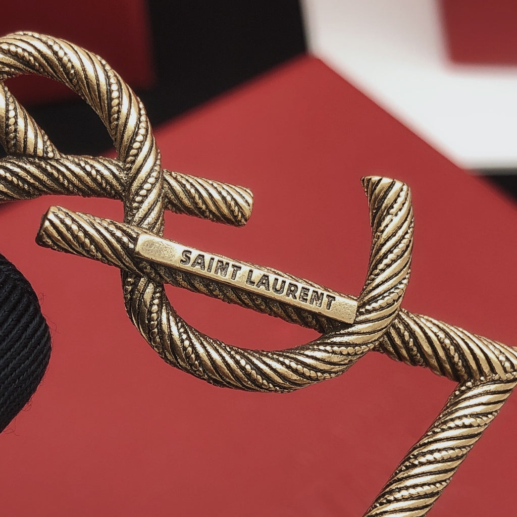 Saint Laurent Antique Gold-Tone Twisted Monogram Brooch - album image 6