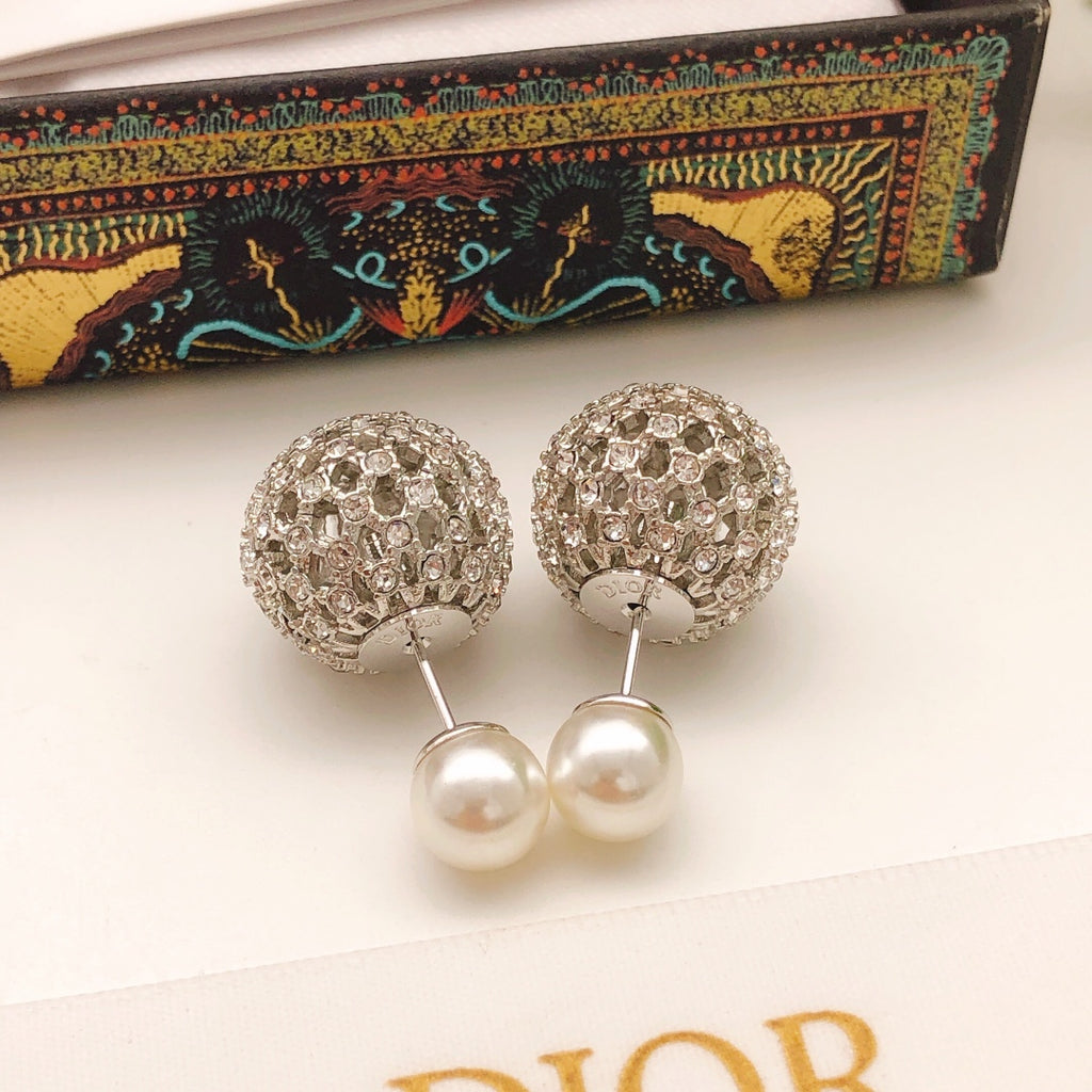 Dior Silver-Tone Openwork Orb Pearl-Look Earrings - product image 6