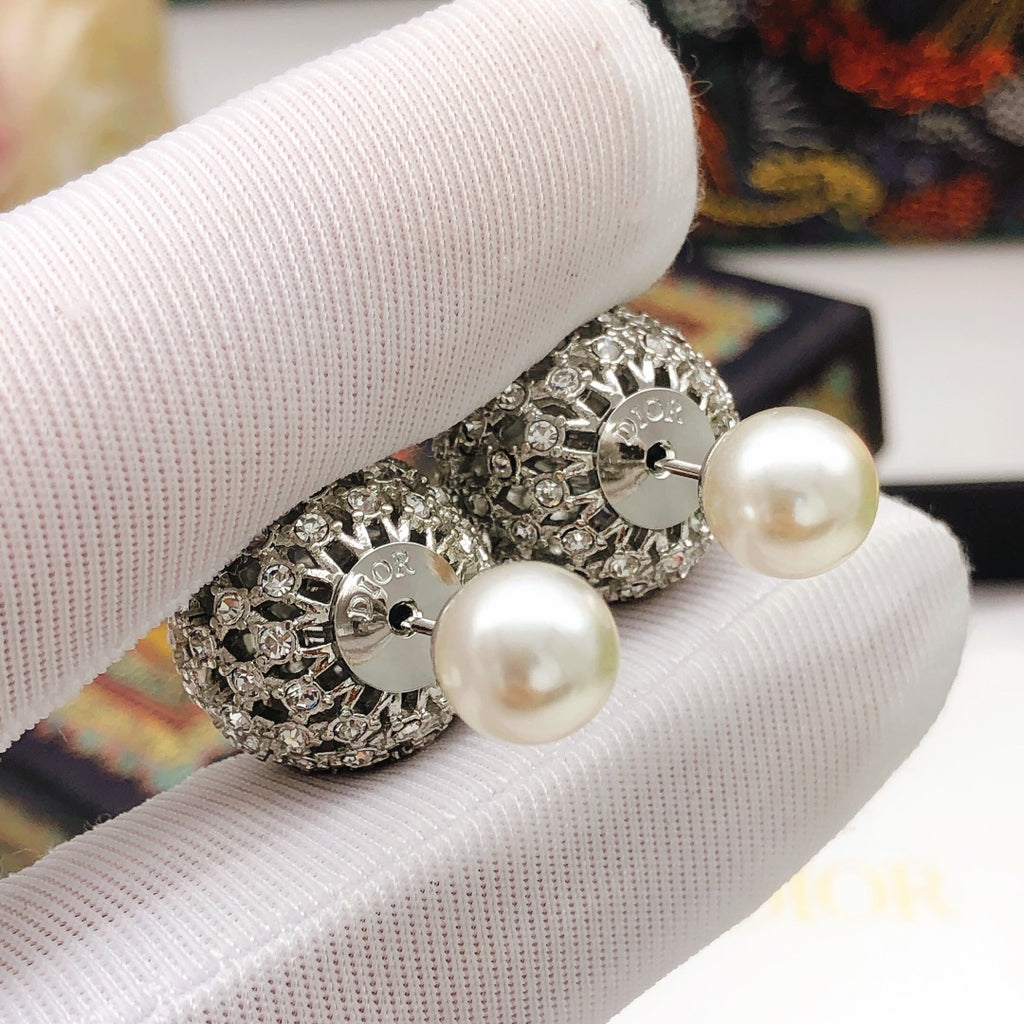 Dior Silver-Tone Openwork Orb Pearl-Look Earrings - product image 5