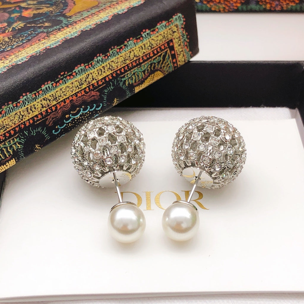 Dior Silver-Tone Openwork Orb Pearl-Look Earrings - product image 8