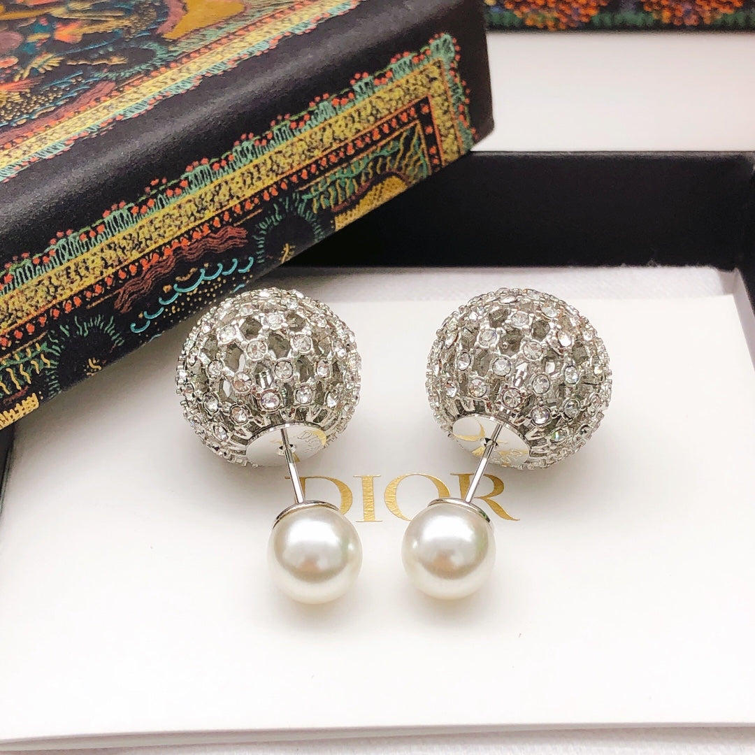 Dior Silver-Tone Openwork Orb Pearl-Look Earrings - product image 8