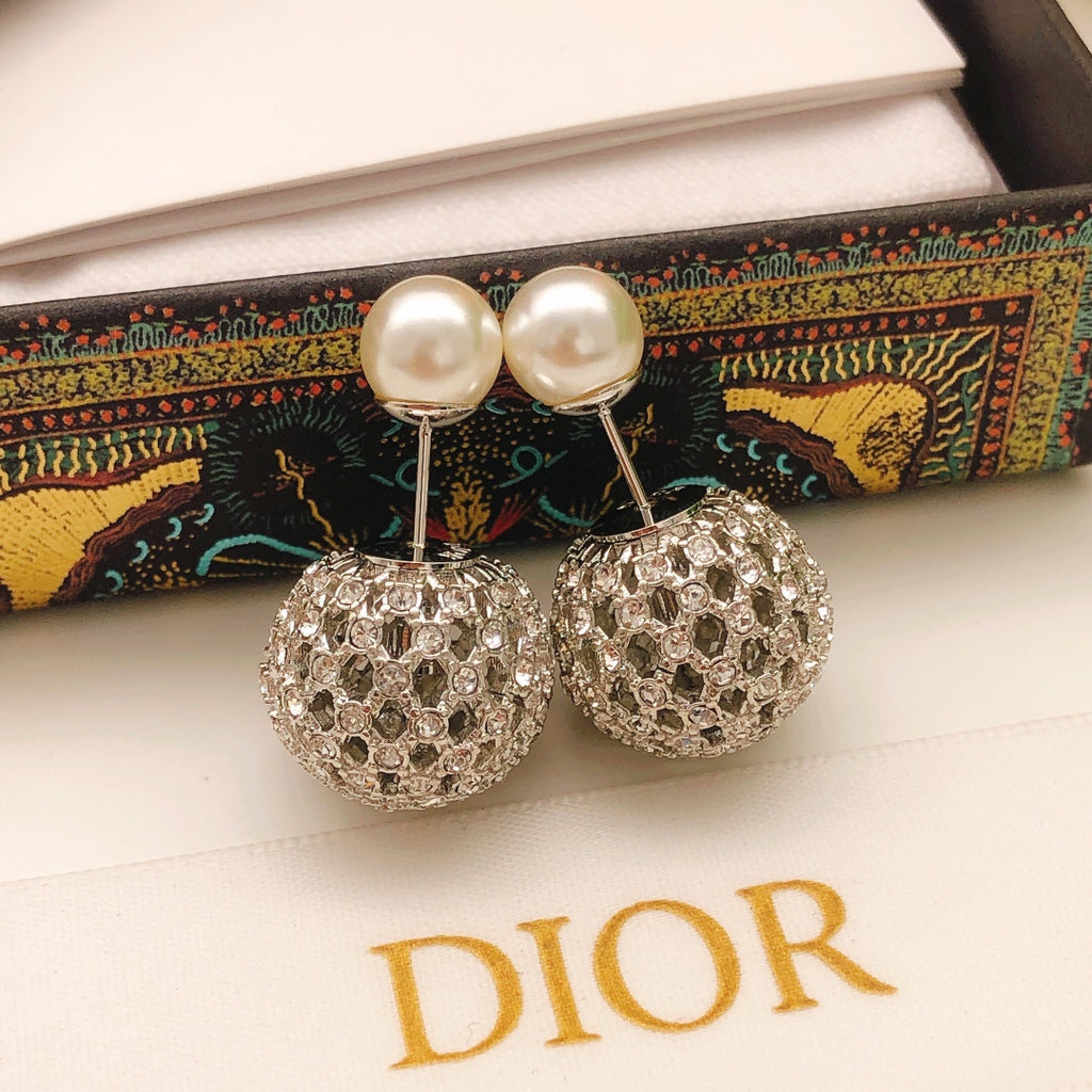Dior Silver-Tone Openwork Orb Pearl-Look Earrings - product image 7